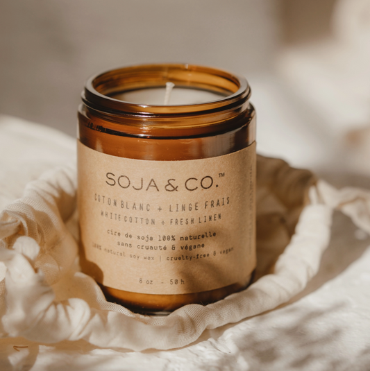 white cotton + fresh linen soy wax candle