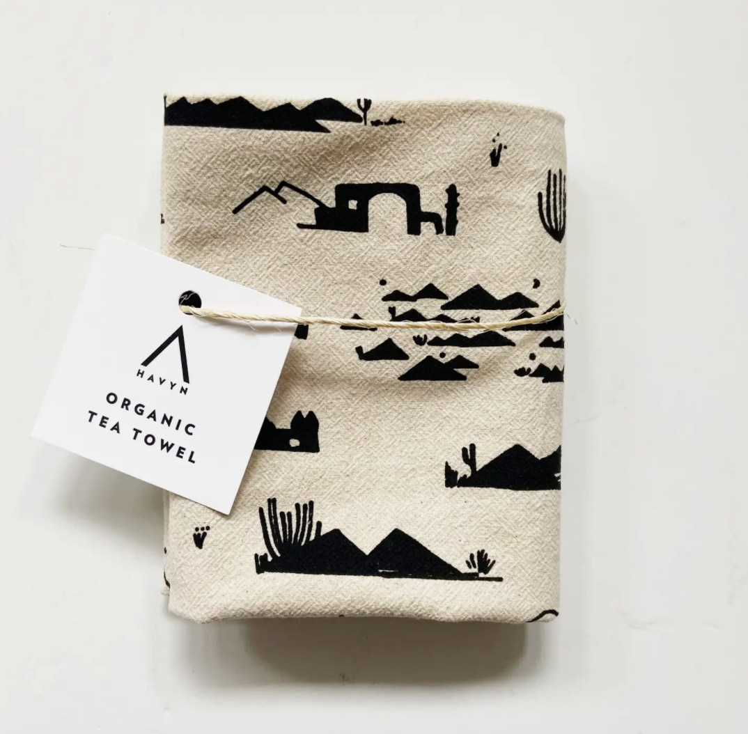 adobes + mountains tea towel