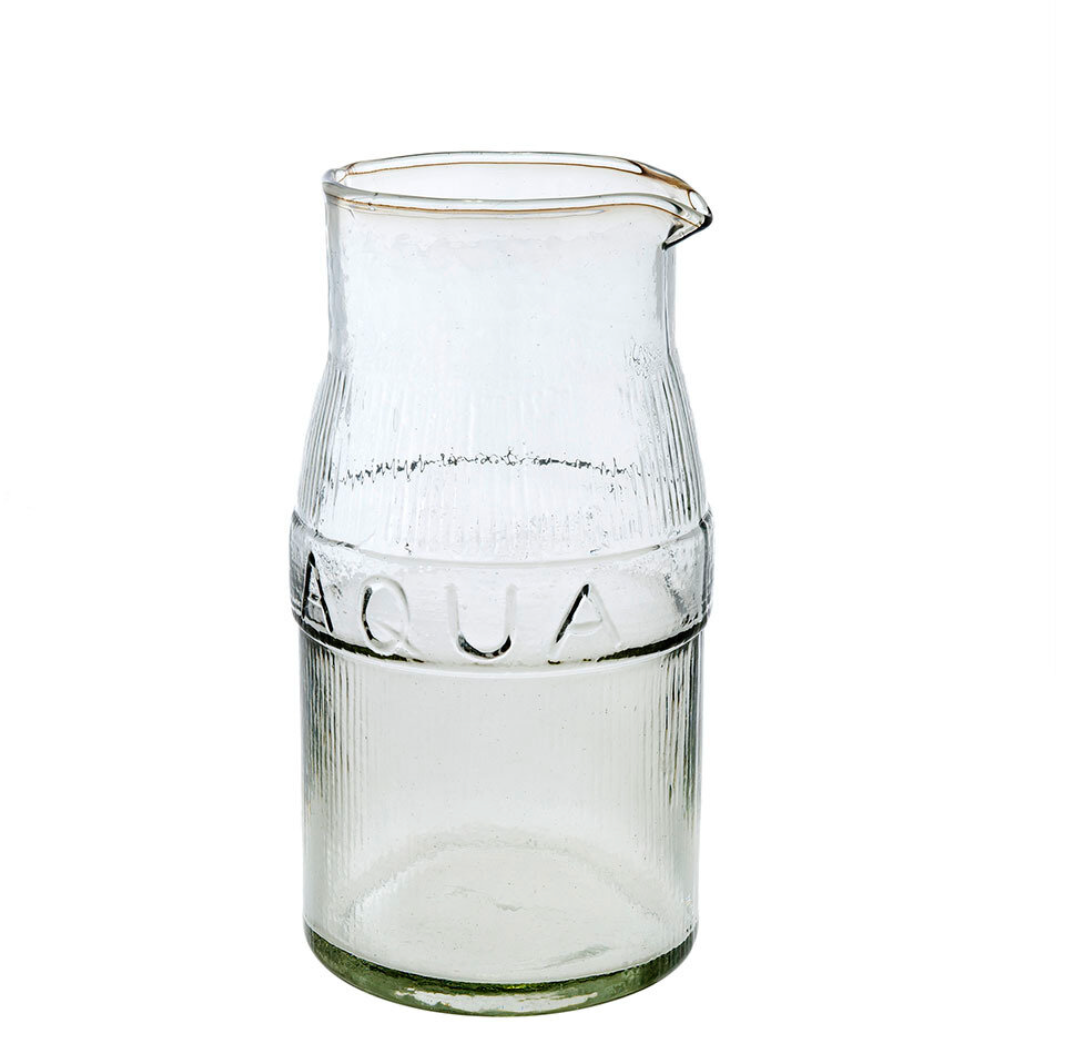 "aqua" pressed glass pitcher