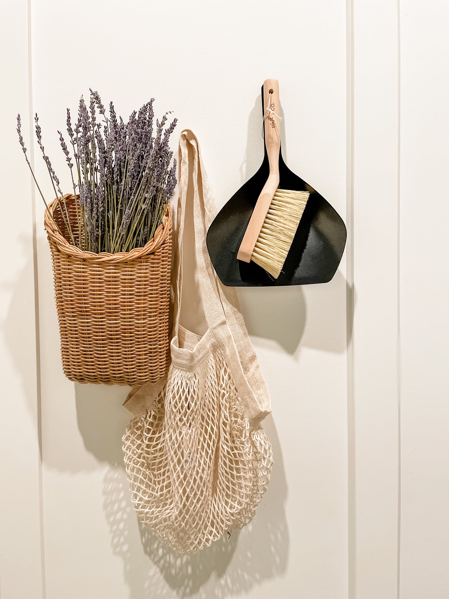 wooden hand broom + dustpan set