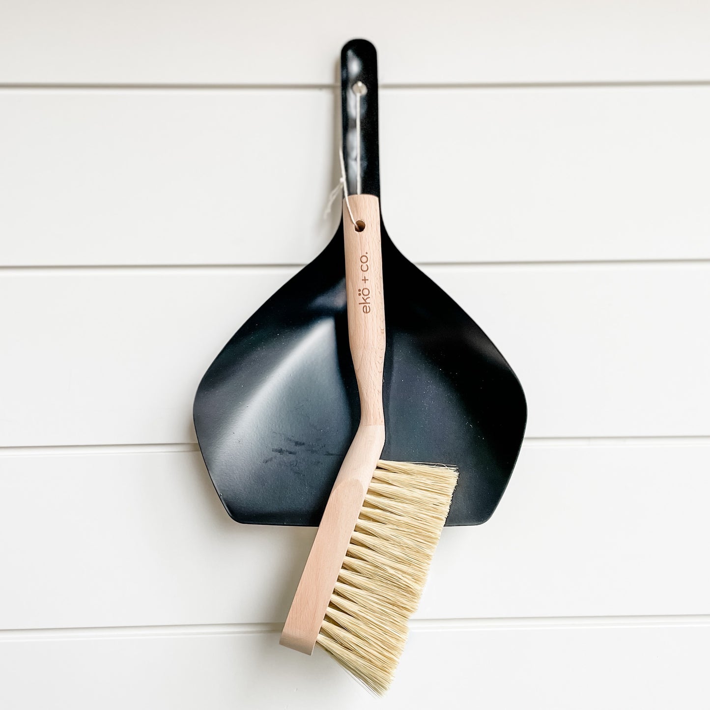 wooden hand broom + dustpan set